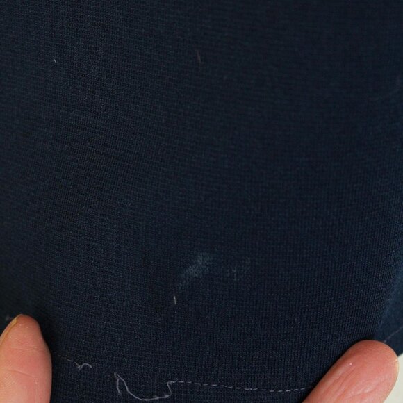 Vintage 1970s Shirt, Dagger Collar Navy Blue Button Down Poly Blouse, Sleeveless - Picture 7 of 10